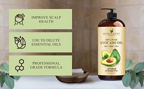 Handcraft Blends Avocado Oil - 8 Fl Oz - 100% Pure and Natural - Premium Grade Oil for Skin and Hair - Carrier Oil - Hair and Body Oil - Massage Oil - Cold-Pressed and Hexane-Free Handcraft Blends