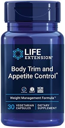 Life Extension Body Trim and Appetite Control, lemon verbena, hibiscus, healthy weight, promotes satiety, weight management, gluten free, non-GMO, 1-daily, vegetarian, 30 capsules Life Extension