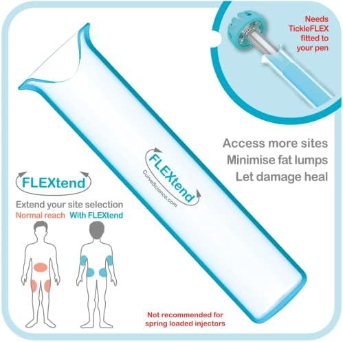 Insulin Pen Needle Injection Aid - Patent Pending Award Winning Universal Fit Add-on for Standard Pen Needles for Reducing Pain, Bruising and Anxiety (TickleFlex) TickleFlex