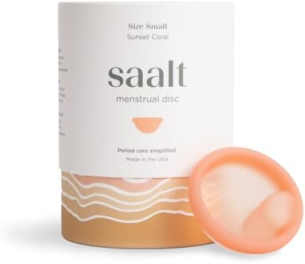 Saalt Menstrual Disc - Soft, Flexible, Reusable Medical-Grade Silicone - Wear 12 Hours - Removal Notch - Two Sizes - Menstrual Cup or Tampon Alternative - Made in USA - Lasts 10 Years (Coral, Small) Saalt