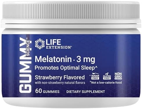 Life Extension Gummy Science™ Melatonin (Strawberry), 3 mg, Optimal Sleep Support, Healthy circadian Rhythm, Cellular Defense, Gluten-Free, Non-GMO, Vegetarian, 60 Gummies (Жевательные конфеты) Life Extension