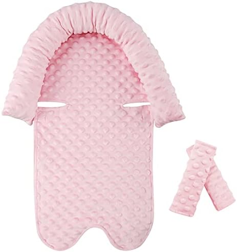 Infant Car Seat Head Support Rainbow Baby Carseat Head Support Cushion & Strap Covers for Newborns Ultra Soft Minky Dot Fabric Perfect for Baby Carseats, Strollers, Swing, and Bouncers Pea Pod