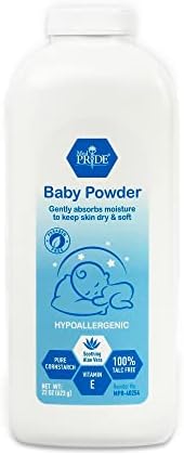 MED PRIDE Hypoallergenic 22oz Baby Powder 100% Talc Free with Aloe Vera & Vitamin E- Pure Cornstarch Absorbent Baby Powder for Moisture Protection, Diaper Rash & Chaffing- Paraben-Free Med Pride