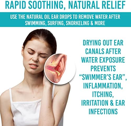 Natural Ear Drops (Капли) for Swimmers Ear, Allergy Relief, Itching – Swimmers Ear Drops for Clogged Ears, Itchy Ears, Soothing Ear Pain, Earache – Drying Ear Oil Treatment for Surfer, Swimming, Kids, Adult Natrulo