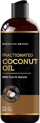 Brooklyn Botany Fractionated Coconut Oil for Skin, Hair and Face – 100% Pure and Natural Body Oil and Hair Oil - Carrier Oil for Essential Oils, Aromatherapy and Massage Oil – 8 fl Oz Brooklyn Botany