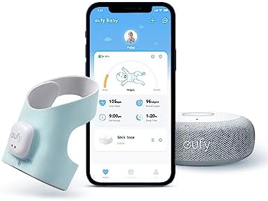 eufy Baby Smart Sock Baby Monitor with 2.4 GHz Wi-Fi, Track Sleep Patterns, Naps, Heart Rate, and Blood Oxygen Levels, 2K Camera, AI Cry Detection, Pan and Tilt, No Monthly Fee Eufy Security