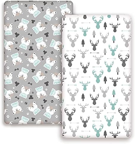 Stretch Ultra Soft Jersey Knit Fitted Crib Sheets Set 2 Pack，Fit All Standard Crib Mattress Pads Safe and Snug, Crib Fitted Sheet for Baby, Stylish African Savannah Animals Pattern GRSSDER