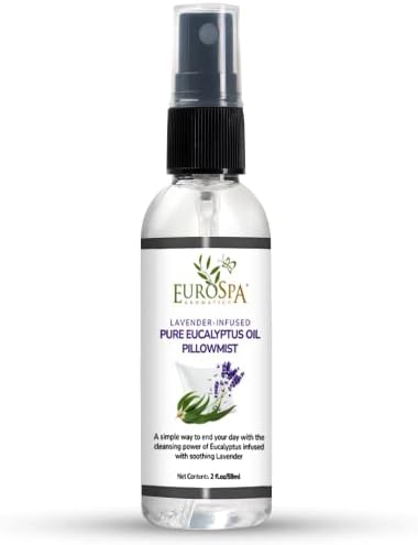 EuroSpa Aromatics Lavender-Infused Pure Eucalyptus Oil Pillow Mist Sleep Spray - 2oz EuroSpa Aromatics