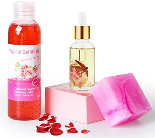 Feminine Wash & Yoni Oil & Yoni Soap Set for Women, Yoni Wash for Vaginal Ph Balance Remove Odor Moisturizing, 1 Fl.Oz Feminine Oil & 5.07 Fl.Oz Vaginal Wash 3.53 Oz Peach Yoni Soap Bar BASSI