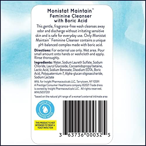 Monistat Boric Acid Feminine Cleanser, Fragrance Free Feminine Wash, 10 Fl Oz, 1 Pack Monistat