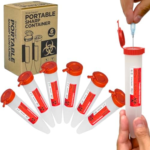 Small Sharps Containers, Travel Sharps Container, Transportable Sharps Container with Locking Mechanism, Professional Grade Mini Sharps Container - 6 Count Shop Square