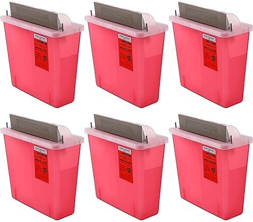 Tanlade 24 Pcs 5 Quart Sharps Container Plastic Touchless Disposal Box with Counter Balance Lid Wall Mounted Sharps Container Trash Bin for Home Office Waste Tanlade