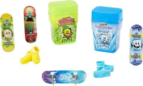 Hot Wheels Skate Fingerboards & Skate Shoes, 2 Flavor Containers with 2 Exclusive Boards & 1 Pair of Removable Shoes in Portable Storage Containers Hot Wheels