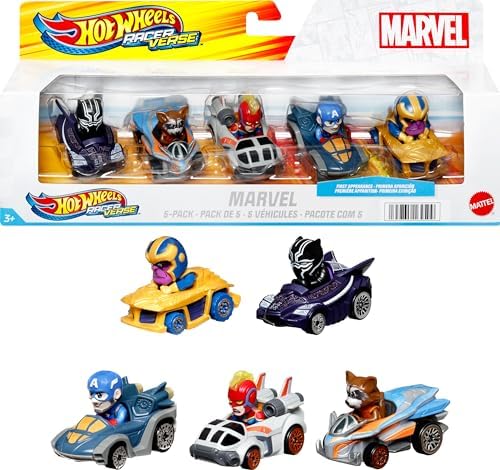 Hot Wheels Mattel Disney and Pixar RacerVerse 4-Pack of 1:64 Scale Die-Cast Cars with Character Drivers, Optimized for Track Racing Hot Wheels