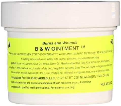 B & W Ointment (Burn &Wound) Natural Burn Salve Amish Made Burn Salve Burn Relief - 4oz Generic