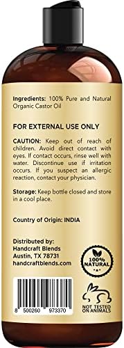 Handcraft Blends Organic Castor Oil - 32 Fl Oz - 100% Pure and Natural - Premium Grade Carrier Oil for Hair Growth, Eyelashes and Eyebrows - Hair and Body - Expeller-Pressed & Hexane-Free Handcraft Blends