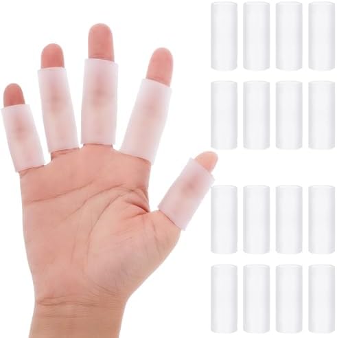 16PCS Gel (Гель) Finger Sleeve Protectors, Silicone Finger Cots Finger Cover Cap Finger Support for Arthritis, Finger Pain, Silicone Fingers Protector for Golf, Basketball, Golf, Rugby, Cracked Finger WY LIGHTING LEVEL