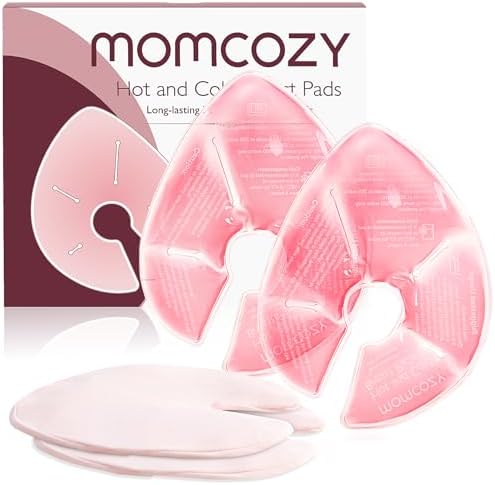 Momcozy Larger Breast Therapy Packs, Hot and Cold Breast Pads with 2 Soft Covers, Breastfeeding Essentials for Relieve Clogged Ducts, Nipple Pain, Engorgement, 2 Pack Momcozy