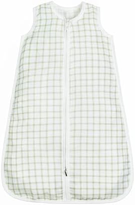 Детский спальный мешок Under the Nile Organic Cotton Muslin Wearable Blanket - Sage Windowpane, 6 до 12 месяцев Under the Nile