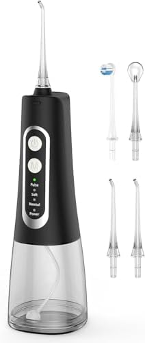 Water Flosser for Teeth Cleaner Rechargeable Oral Irrigator 4 Modes 300ML IPX7 Waterproof Powerful Battery Portable Water Dental Pick for Home Travel Zaccer