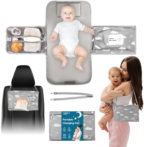 Portable Diaper Changing Pad - Travel Waterproof Baby Changing Mat with Shoulder Strap - Foldable Diaper Changing Station with Wipes Pocket, Newborn Shower Gifts PHOEBUS BABY