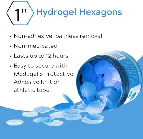 Hexagels Plus Aloe Vera - Hydrogel Pads Protection & Treatment | Blister Prevention | Instant Cooling and Soothing Relief of Skin Irritations | 50ct Hexagon Pads (Original Formula) Medagel