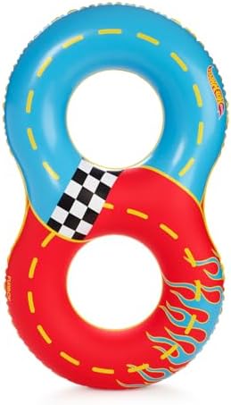 Hot Wheels & FUNBOY Racetrack Double Tube Float for Kids - 2 Person 60'' Large Size FUNBOY