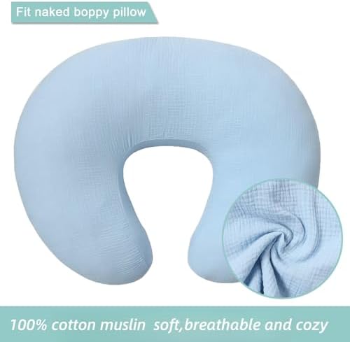 Owlowla Muslin Nursing Pillow Cover,2Pack Soft Cotton Nursing Cover Set Fits Breastfeeding Pillow for Baby Boy Girl(Natural&Caramel) OWLOWLA