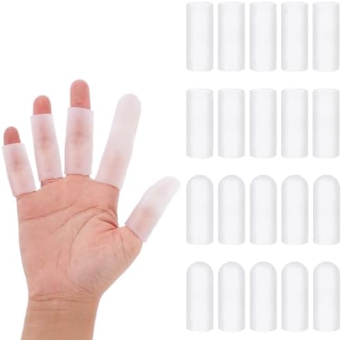 20 Pcs Gel (Гель) Finger Cots, Silicone Finger Protectors Thumb Protector Covers for Hand Eczema Finger Arthritis, Trigger Finger Pain Silicone Finger Sleeve Cushions WY LIGHTING LEVEL