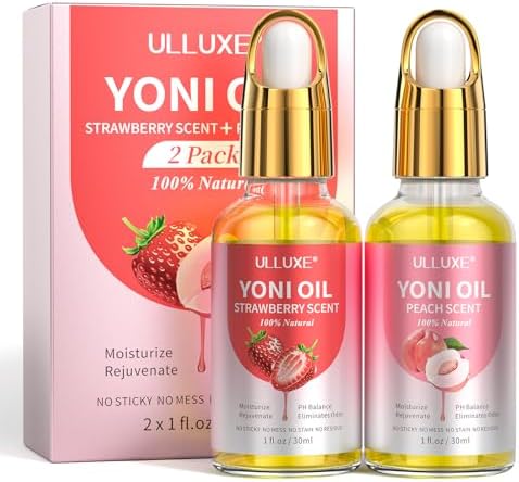 Yoni Oil for Women Ph Balance, Natural Feminine Oil Eliminates Odor and V Itchiness, Moisturizing Intimate Deodorant for Women, Yoni Essential Oil with Peach and Strawberry, 2 Pack Ulluxe