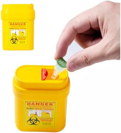 Portable Travel Sharps Container for Storing Needles and Small Blades etc,Compact,2 Pack,Yellow Generic