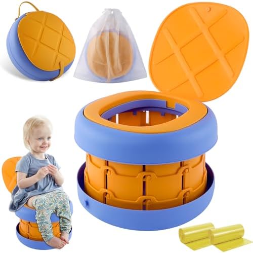 Travel Potty - Portable Potty Seat for Toddler Travel, Foldable Training Toilet Chair for Kids Boys Girls with Storage Bag Car Potty for Camping Outdoor Indoor, with 40 Disposable Bags Fabulas