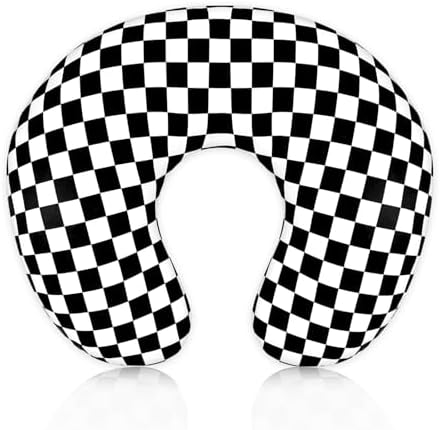 DILIMI Nursing Pillow Cover, Stretchy Removable Case for Breastfeeding Pillows, Ultra Soft Comfortable Slipcover for Baby Girl and Boy, Black Checkerboard DILIMI