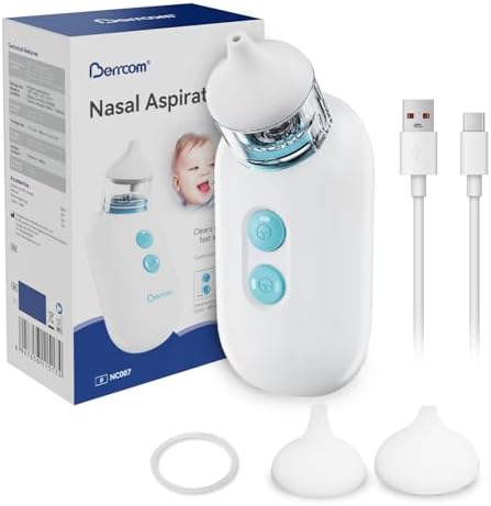 Berrcom Electric Nasal Aspirator for Baby, Baby Nose Sucker for Toddler Nose Suction for Infants, Rechargeable Nose Cleaner for Toddler with 2 Suction Levels and 2 Silicone Tips, USB Rechargeable Berrcom