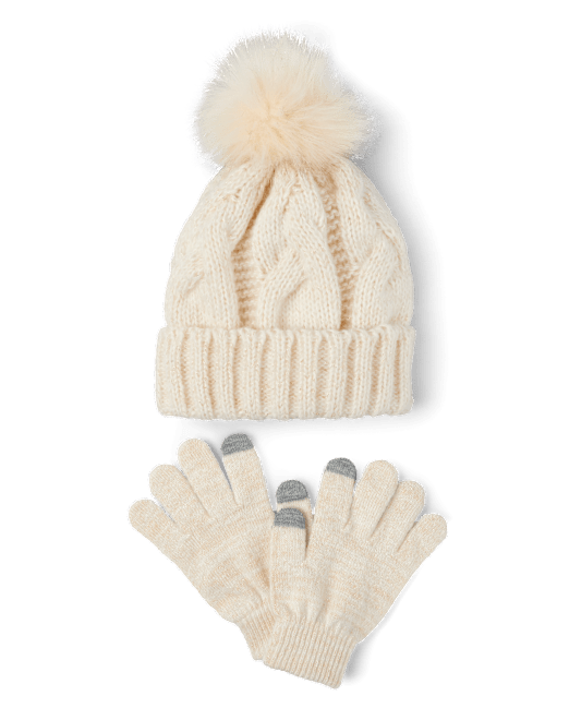 The Children`s Place Girls Cable Knit 2-Piece Cold Weather Set The Children`s Place