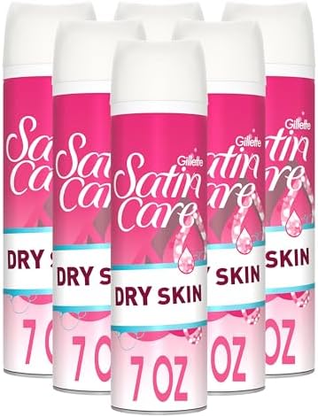 Gillette Satin Care Dry Skin Shave Gel for Women, 6 Count, 7oz Each, Infused with Shea Butter for a Comfortable Shave Gillette Venus