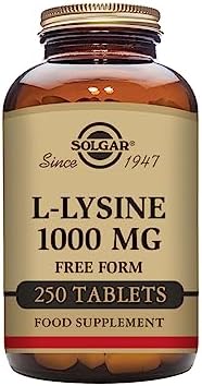 Solgar L-Lysine 1000 mg, 250 Tablets (Таблетки) - Enhanced Absorption and Assimilation - Promotes Integrity of Skin and Lips - Collagen Support - Amino Acids - Non-GMO, Vegan, Gluten Free - 250 Servings (Порции) Solgar