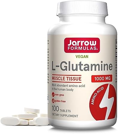 Jarrow Formulas L-Glutamine 1000 mg, Dietary Supplement for Muscle Tissue, Multifunctional Amino Acid, Immune Support , 100 Easy-Solv Tablets, 50-100 Day Supply Jarrow Formulas