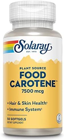 Solaray Food Carotene, Vitamin A as Beta Carotene 25000IU | Carotenoids for Healthy Skin & Eyes, Antioxidant Activity & Immune System Support | 50ct Solaray