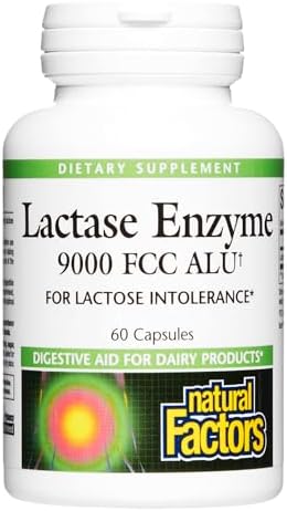 Natural Factors, Lactase Enzyme, Digestive Aid For Lactose and Dairy Intolerance, 60 Capsules (Капсулы) Natural Factors