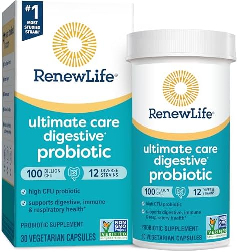 Renew Life Extra Care Digestive Probiotic Capsules (Капсулы), 50 Billion CFU Guaranteed, Daily Supplement Supports Immune, Digestive, Respiratory Health(1), L. Rhamnosus GG, Dairy, Soy and Gluten-Free, 30 Count Renew Life