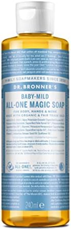 Dr. Bronner’s - Pure-Castile Liquid Soap (Baby Unscented, Travel Size, 2 ounce) - Made with Organic Oils, 18-in-1 Uses: Face, Body, Hair, Laundry, Pets and Dishes, Concentrated, Vegan, Non-GMO Dr. Bronner's