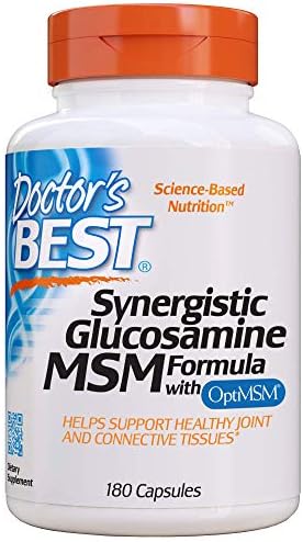 Doctor's Best Synergistic Glucosamine MSM with OptiMSM, Non-GMO, Gluten Free, Soy Free, Joint Support, 180 Caps (DRB-00070) Doctor's Best