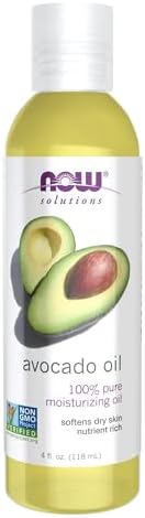 NOW Foods Solutions, Avocado Oil, 100% Pure Moisturizing Oil, Nutrient Rich and Hydrating, 4-Ounce NOW Foods