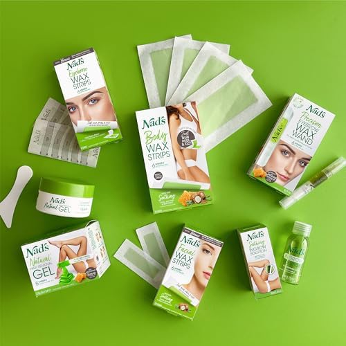 Nad's Facial Wax Strips - Hypoallergenic All Skin Types - Facial Hair Removal For Women - At Home Waxing Kit with 20 Face Wax Strips + 4 Calming Oil Wipes + Skin Protection Powder Nad's