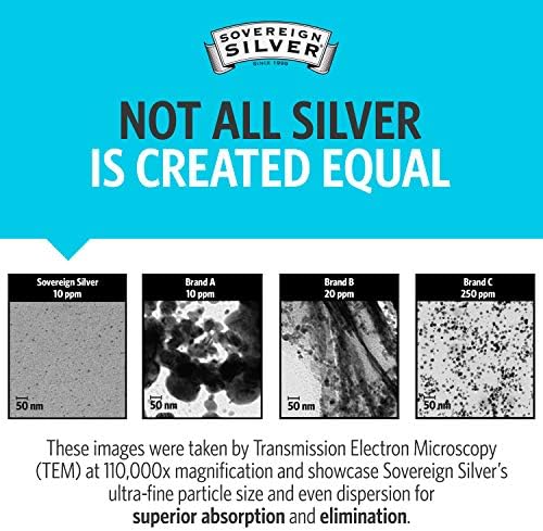 Sovereign Silver Bio-Active Silver Hydrosol for Immune Support - Colloidal Silver Liquid -10 ppm, 16oz (473mL) - Value Size Sovereign Silver