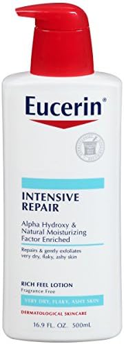 Eucerin Intensive Repair Body Lotion for Dry Skin with Alpha Hydroxy, Body Moisturizer for Very Dry Skin, Moisturizes, Exfoliates and Conditions, Paraben Free and Fragrance Free, 16.9 Fl Oz Bottle Eucerin