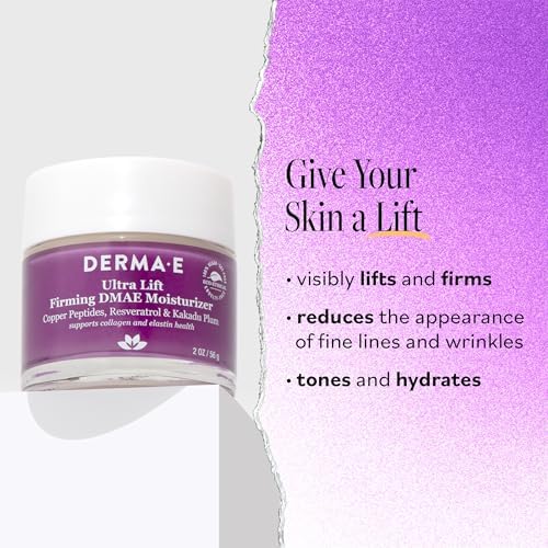 Derma E Firming DMAE Moisturizer - Copper Peptides, Resveratrol & Kakadu Plum - Supports Collagen and Elastin Health– Vegan Facial Skin Care, 2oz Derma E