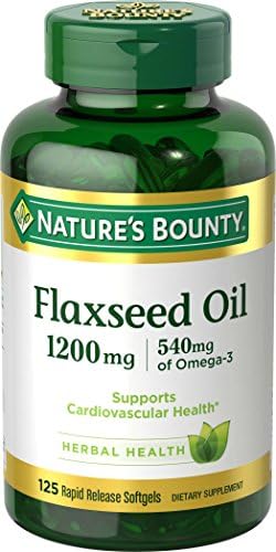 Nature's Bounty Flaxseed Oil 1200 mg, 125 Rapid Release Softgels (Мягкие капсулы), White, 125 Count Pack of 2 Nature's Bounty