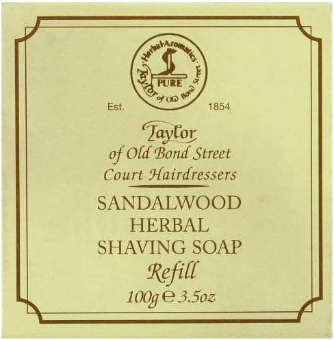 Taylor of Old Bond Street Sandalwood Hard Shaving Soap Refill, 3.5-Ounce, (01051) Taylor of Old Bond Street